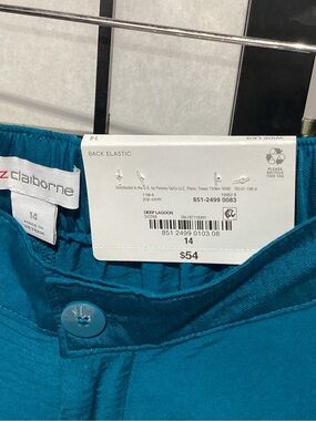 Liz Claiborne Teal Button-Front wide legs pants